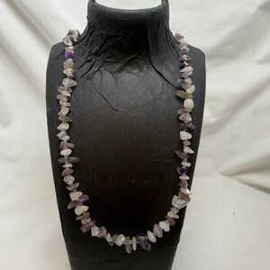 Handmade Amethyst Bead Chip Necklace 21" Metphysical Boho